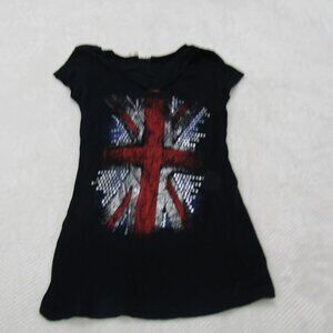 Girls T Shirt Medium Black Short Sleeve Casual